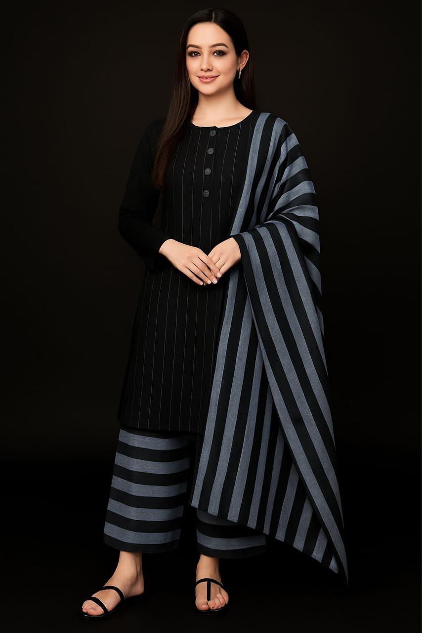 3pc Multani Susi Khaadi-Black