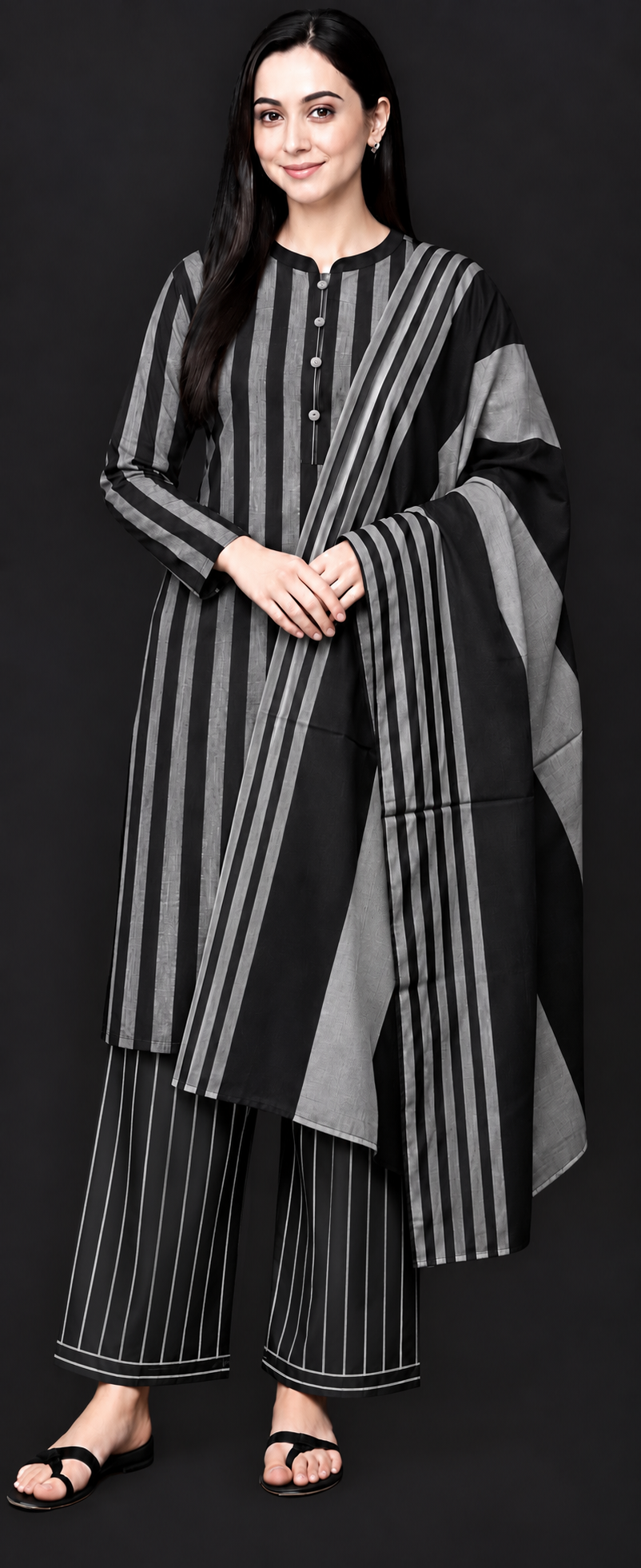 3pc Multani Susi Khaadi-Black