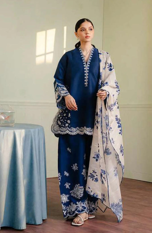 Midnight Bloom – 3 Piece Embroidered Lawn Suit