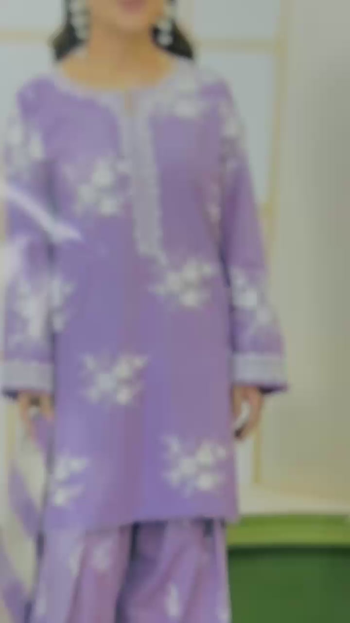 Zara Shahjahan Luxury Embroidery 3 Pc with contrast Touser-Lailik