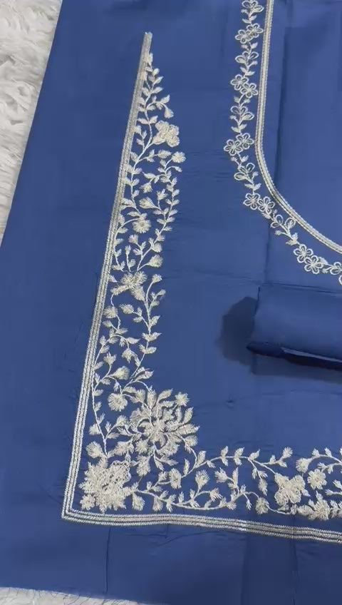 Lawn 2 Pc Embroidery-Navy Blue