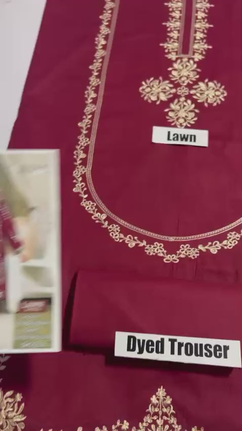 Lawn 2-Piece Heavy Embroidery Suit — Maroon