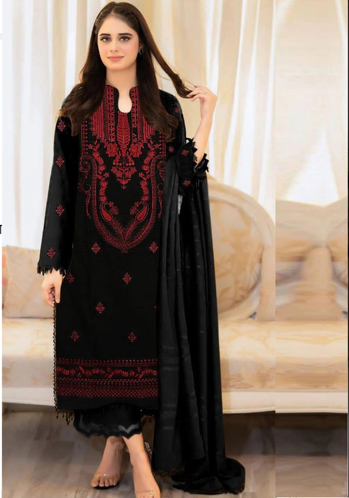 Premium 3 Piece Dhanak Marina Black for Winter Elegance