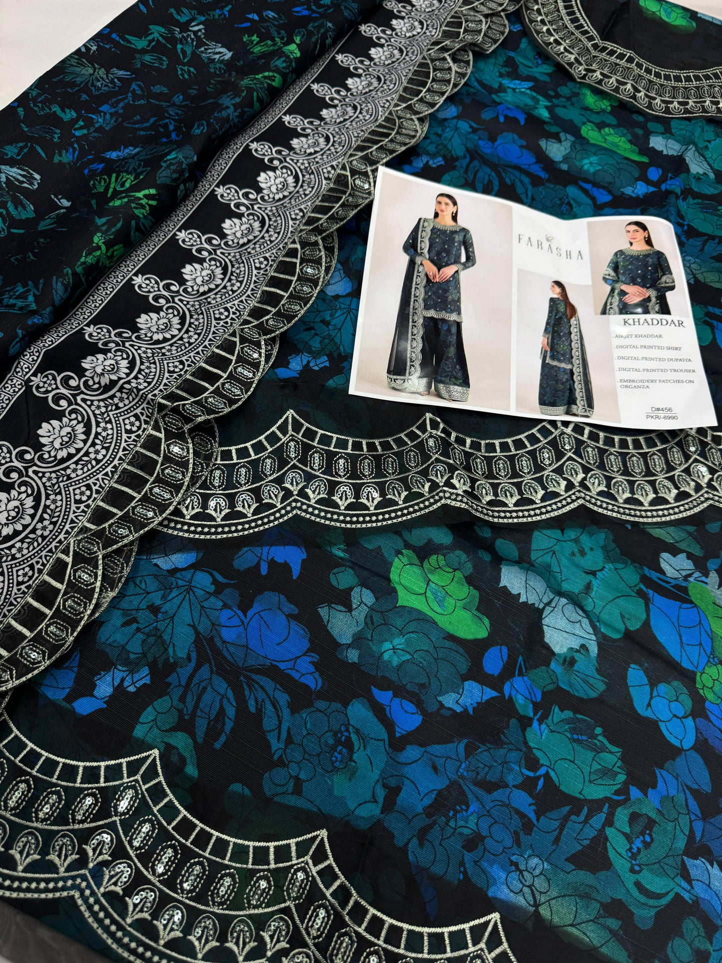 KHADDAR Digital Print 3pc WIDER With Patches