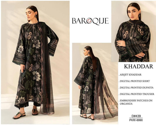 KHADDAR Digital Print 3pc WIDER With Patches