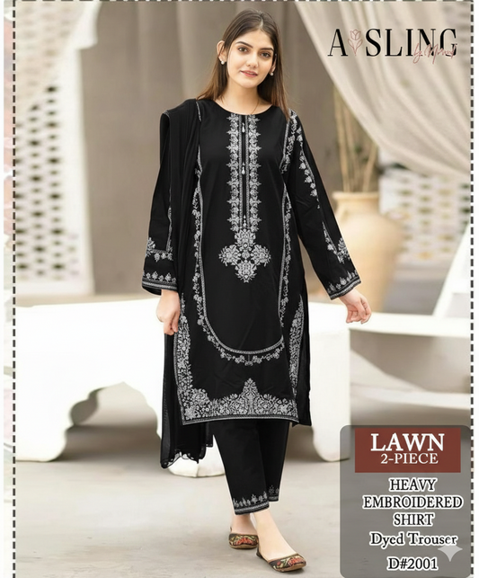 Lawn 2 Pc Embroidery-Black
