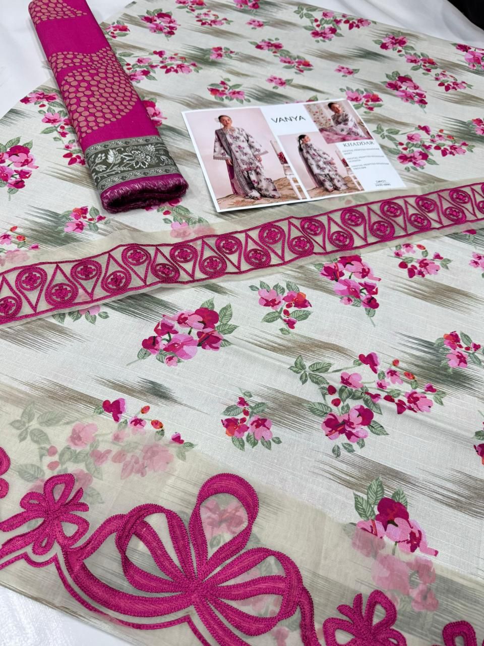 KHADDAR Digital Print 3pc WIDER With Patches