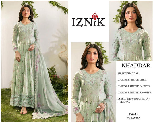 KHADDAR Digital Print 3pc WIDER With Patches