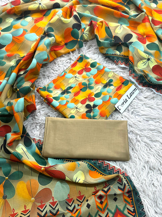 Al Karam Doria Lawn Digital print 3 PC