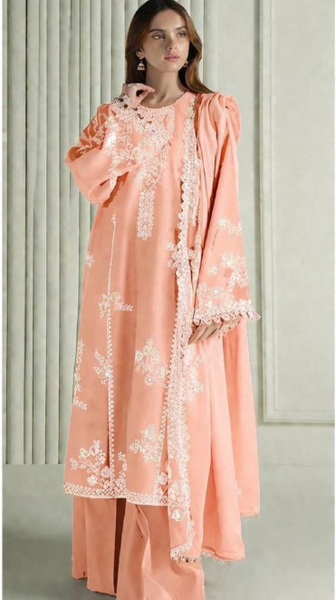Cross stitch 3 PC Embroidered-Peach