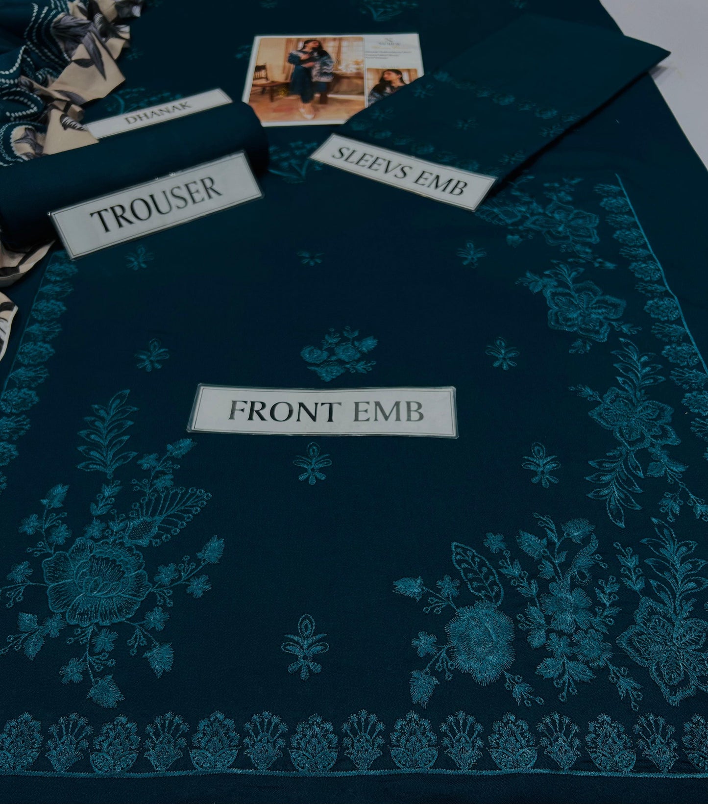 NUREH 3 Piece Dhanak Marina with Printed wool Shawl