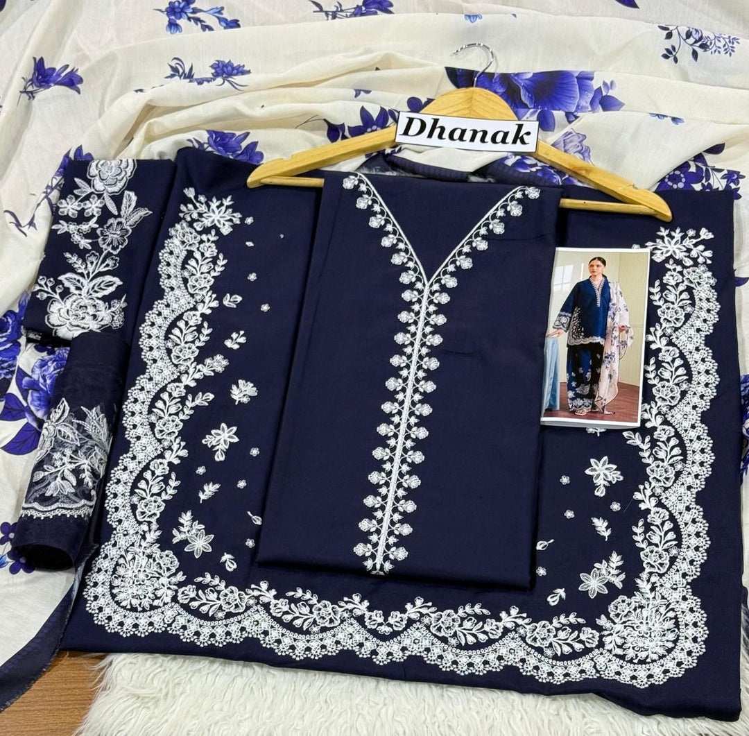 Coco by Zara Shahjahan 3 Piece Dhanak Marina with Printed wool Shawl