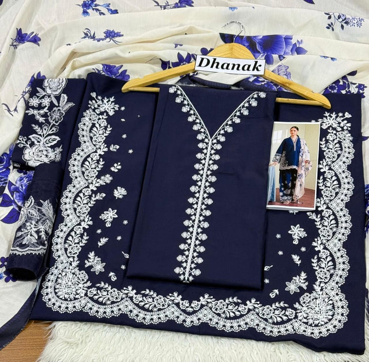 Coco by Zara Shahjahan 3 Piece Dhanak Marina with Printed wool Shawl