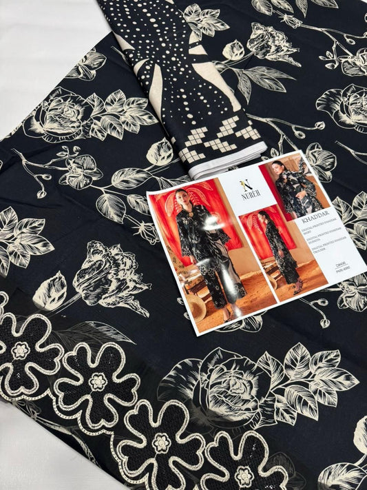 KHADDAR Digital Print 3pc WIDER With Patches