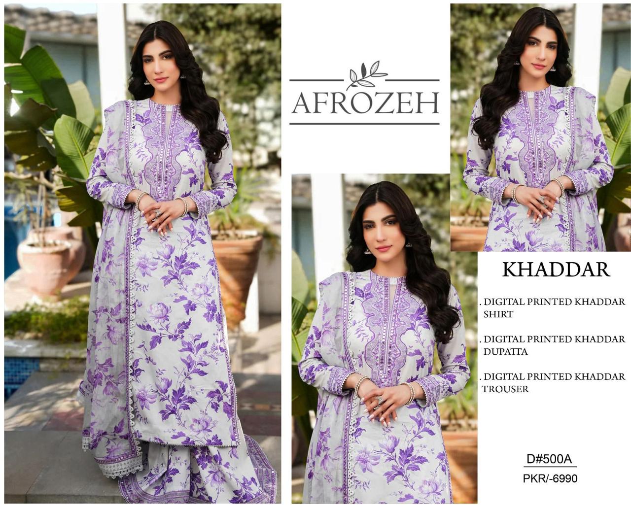 KHADDAR Digital Print 3pc WIDER With Patches