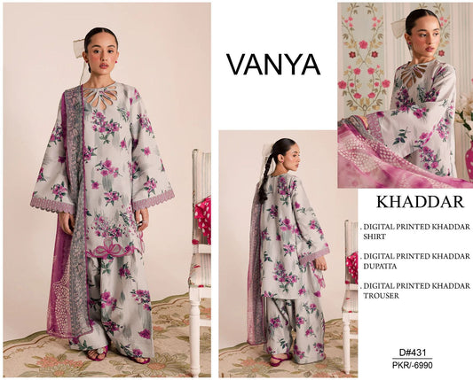 KHADDAR Digital Print 3pc WIDER With Patches