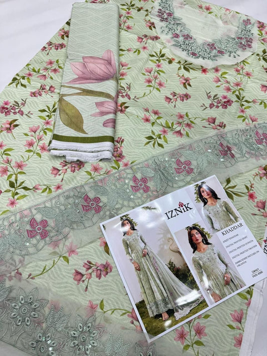 KHADDAR Digital Print 3pc WIDER With Patches