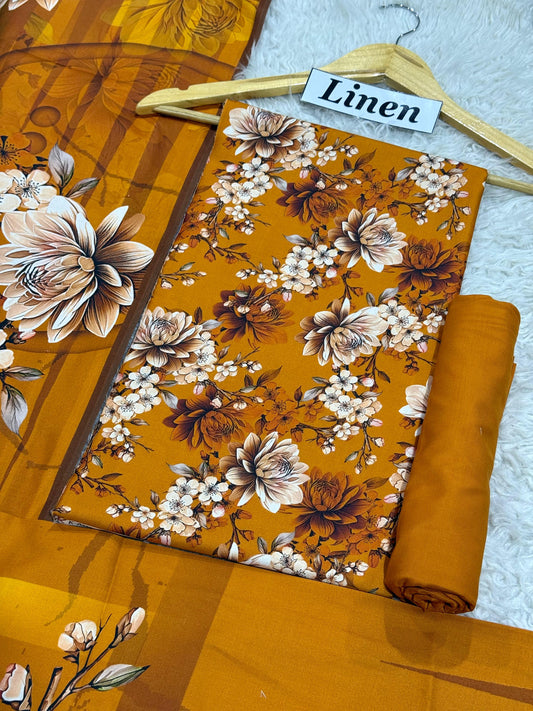 Linen Printed 3pc D-26