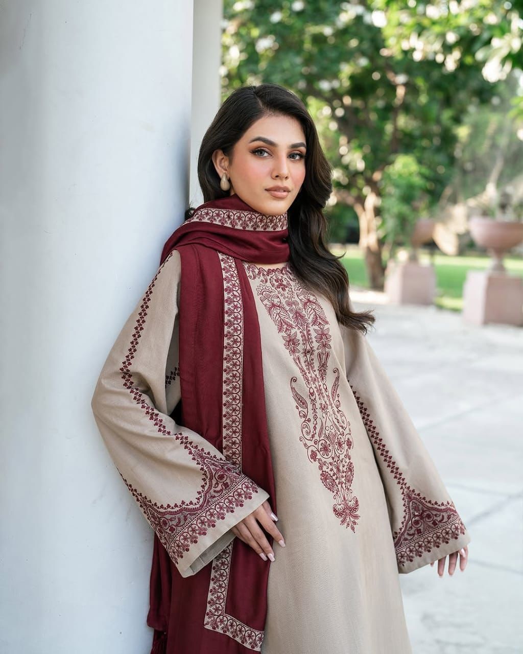 BAROQUE 3 Piece Dhanak Marina with Printed wool Shawl