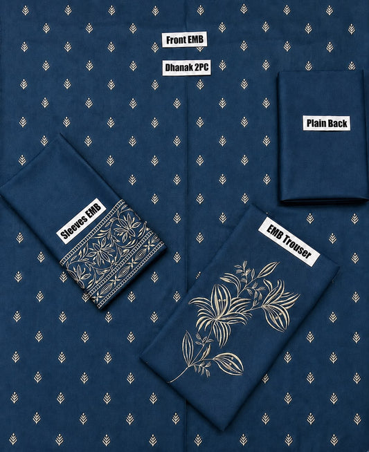 Dhanak 2 Piece - Embroidered Suit Sapphire