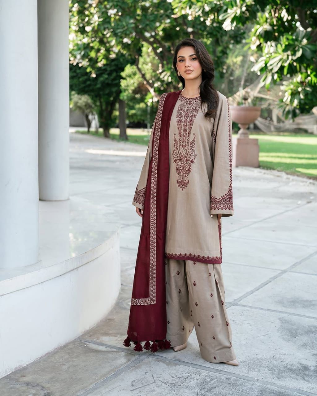 BAROQUE 3 Piece Dhanak Marina with Printed wool Shawl
