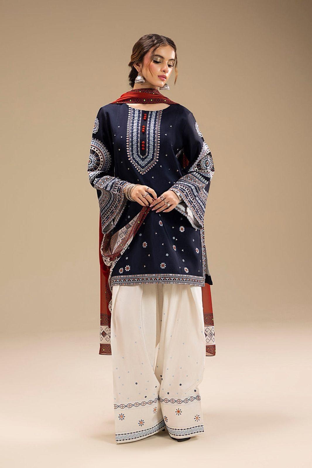 Jazzmin 3 Piece Dhanak Marina with Printed wool Shawl