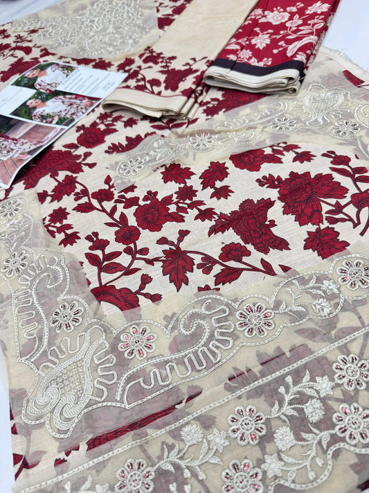 KHADDAR Digital Print 3pc With Patches