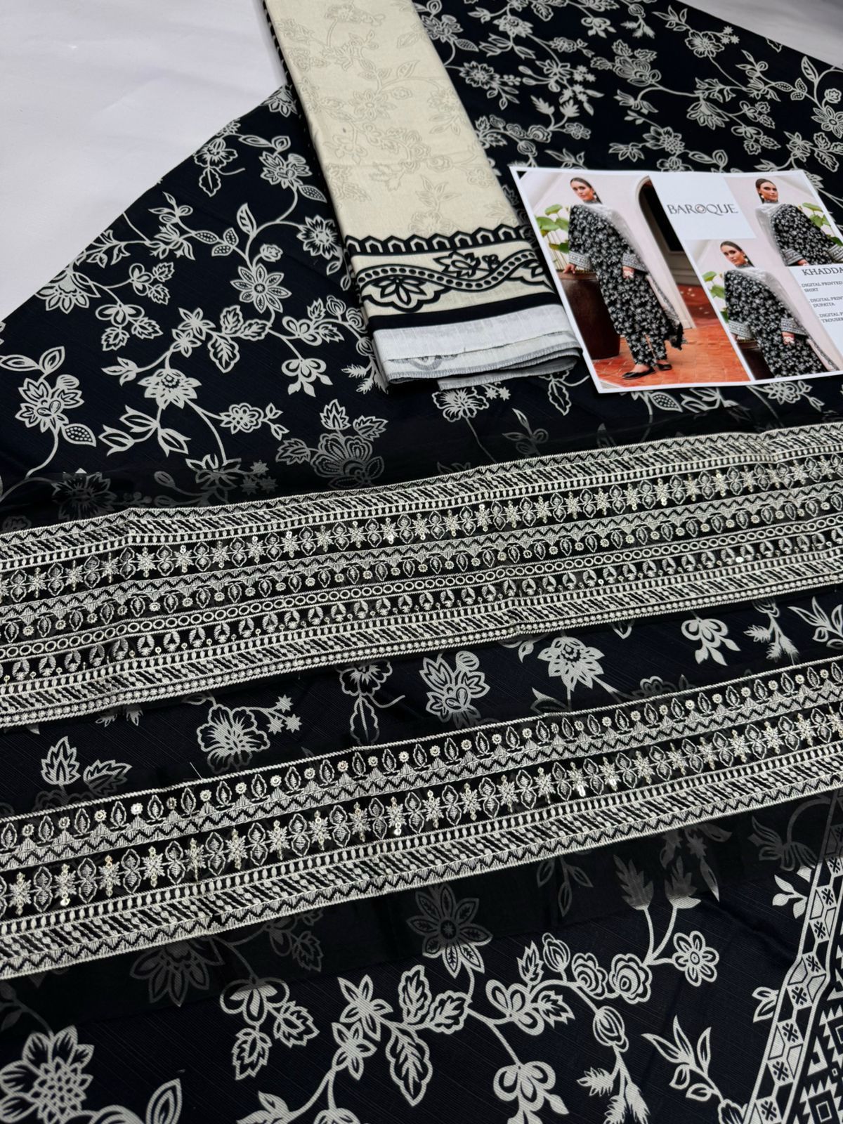 KHADDAR Digital Print 3pc WIDER With Patches
