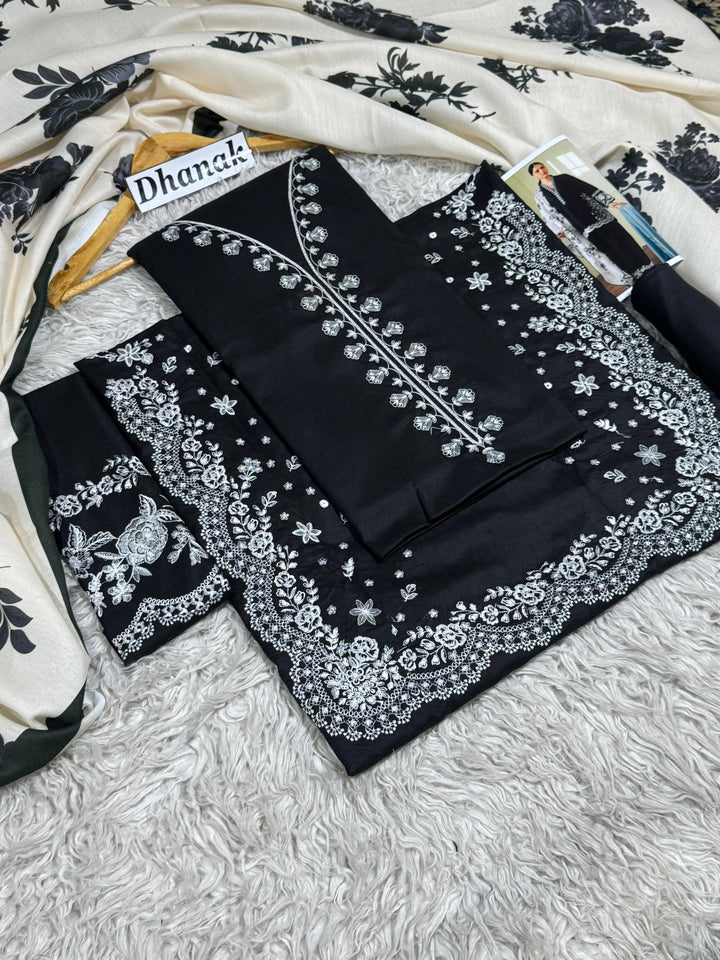 Coco by Zara Shah Jahan 3 Piece Dhanak Marina with Printed wool Shawl