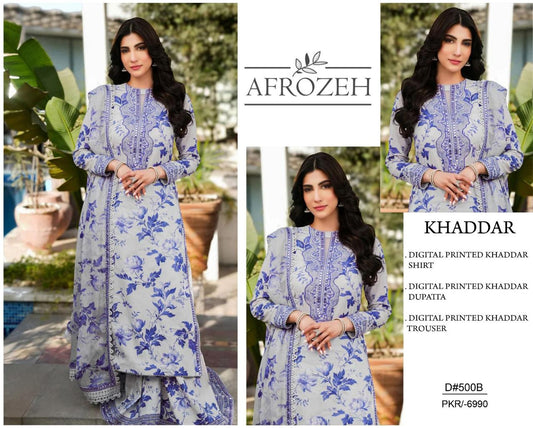 KHADDAR Digital Print 3pc WIDER With Patches