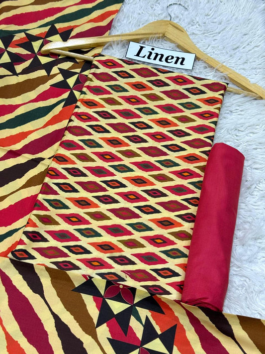 Linen Printed 3pc D-14