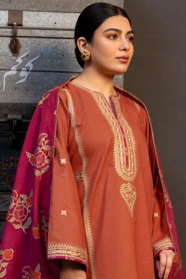 Kokum-Lawn 3 PC Embroidery with swiss bana Dora voil Printed Duppata