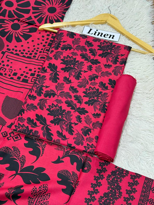 Linen Printed 3pc D-16