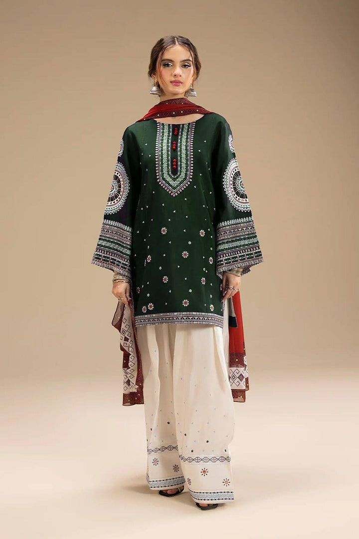 Jazmin Dhanak 3 Pc Embroidery with Printed Shawl