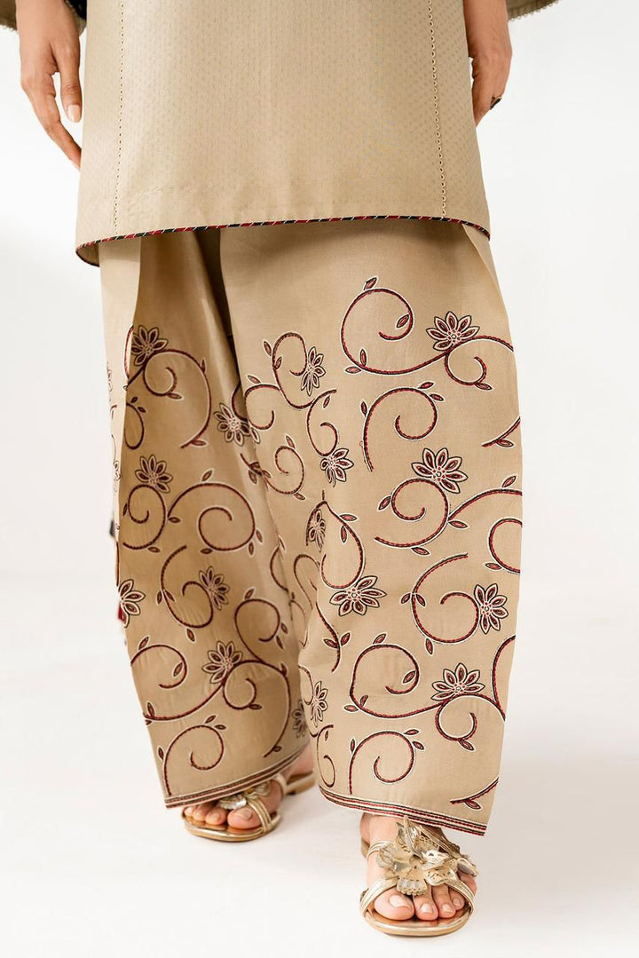 Jazmin-3PC DHANAK EMBROIDERED SHIRT WITH TWILL PRINTED SHAWL AND TROUSER