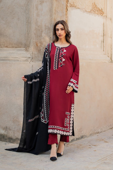 Charizma Dhanak 3 pc Embroidery with Printed Shawl