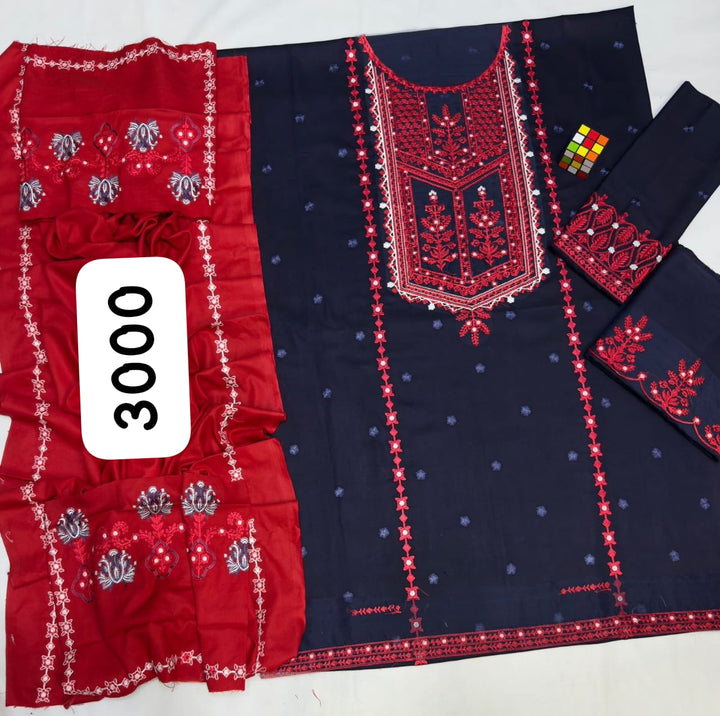 ZARA SHAH JAHAN - 3PC DHANAK EMBROIDERED SHIRT WITH DHANAK EMBROIDERED DUAPTTA AND TROUSER -