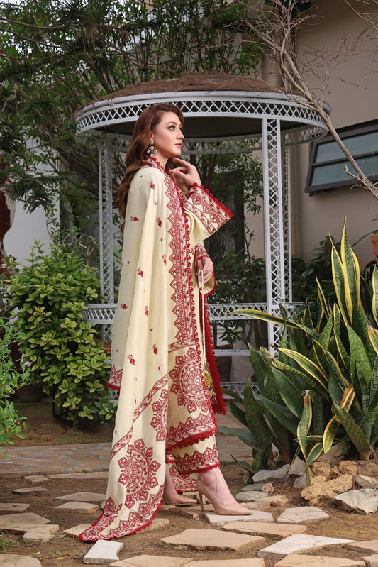 3 Piece Dhanak Marina with Printed wool Shawl