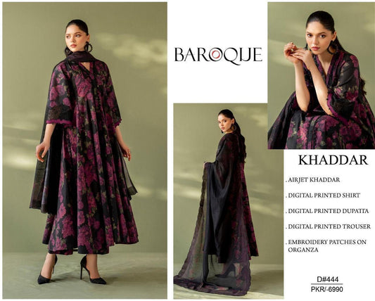KHADDAR Digital Print 3pc WIDER With Patches