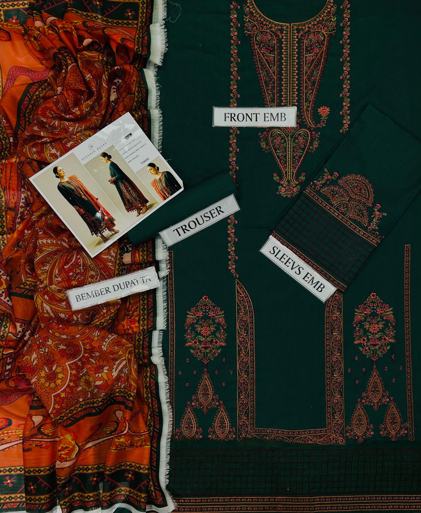 Hussain Rehar Heavy Embroidery with Fancy Digital print Duppata