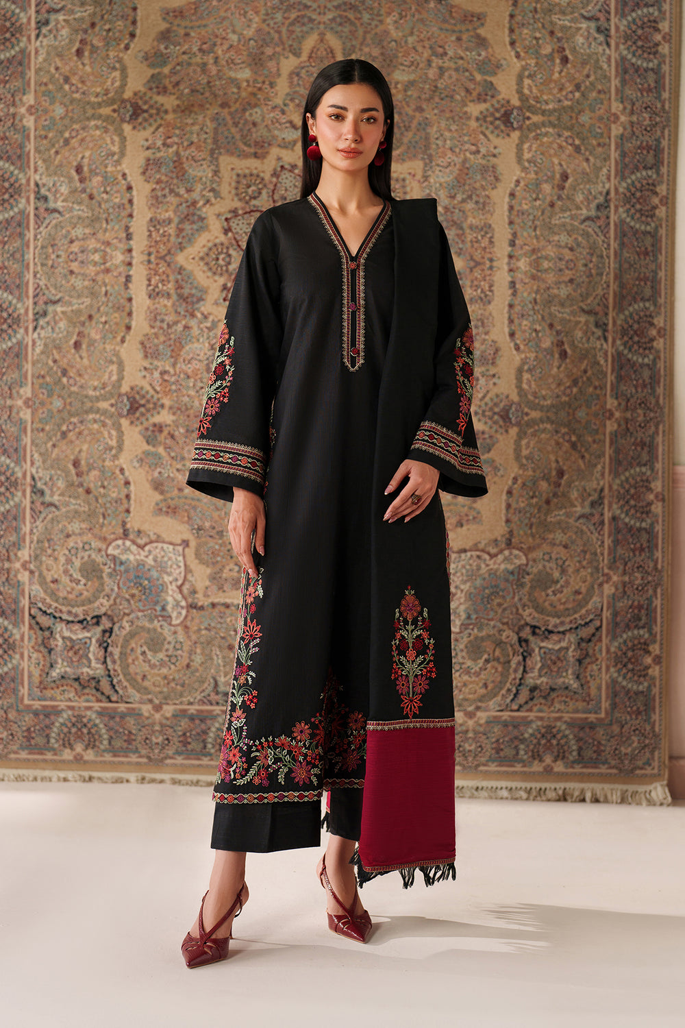 Baroque-Lawn 3 PC Embroidery with swiss bana Dora voil digital print Duppata