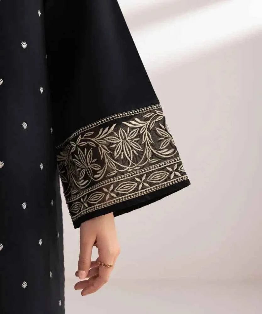 Sapphire-3PC DHANAK EMBROIDERED SHIRT WITH TWILL PRINTED SHAWL AND TROUSER