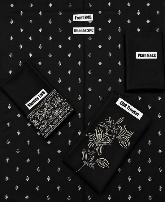 A black traditional tunic and wide-leg trouser set with gold embroidery and motiffs, 2 piece suit.