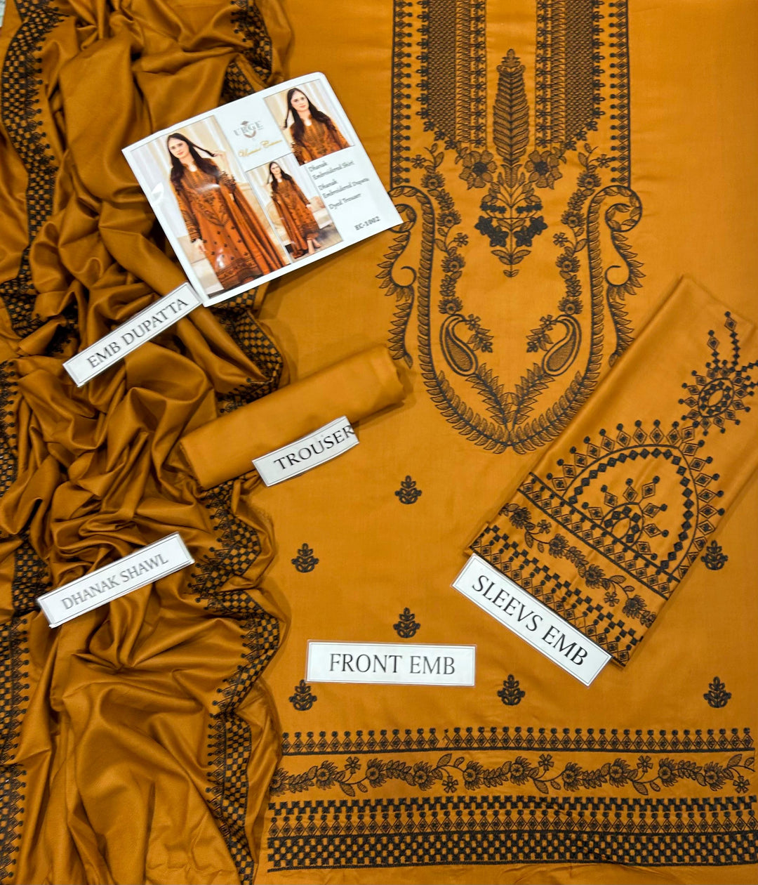 3 Piece Mustard Dhanak Marina Suit Stylish Winter Wear for Women