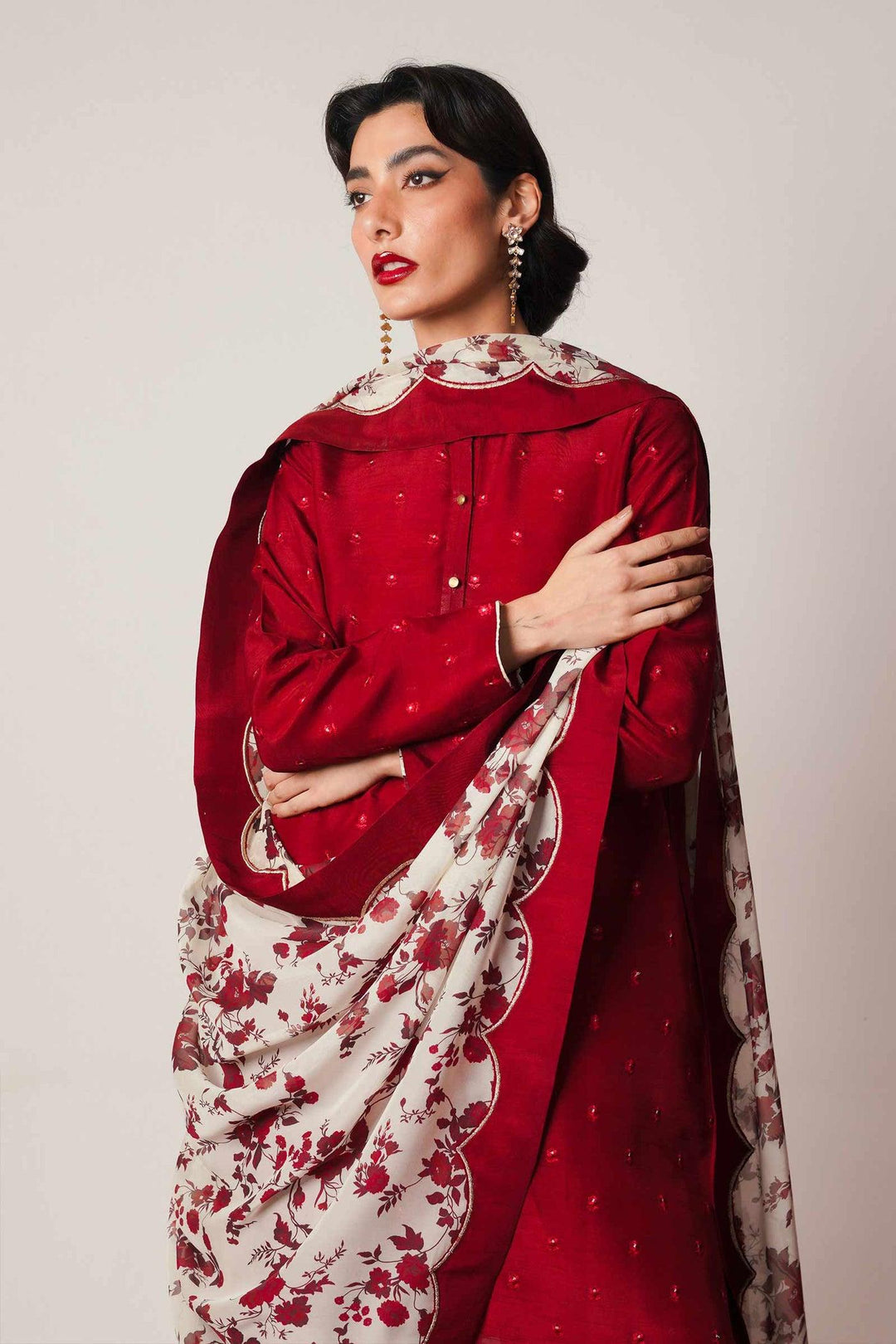 Urge 3 Piece Dhanak Marina with Printed wool Shawl