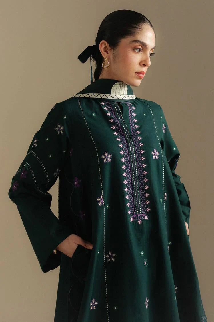 COCO Dhanak 3 Pc Embroidery with Printed Shawl