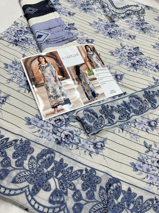 KHADDAR Digital Print 3pc WIDER With Patches