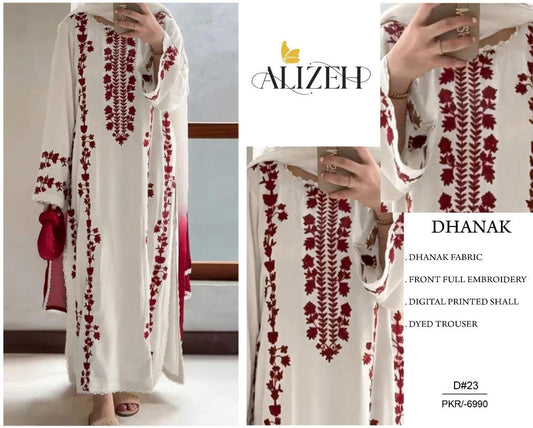 Alizeh 3 Pc Embroidery with wool Shawl