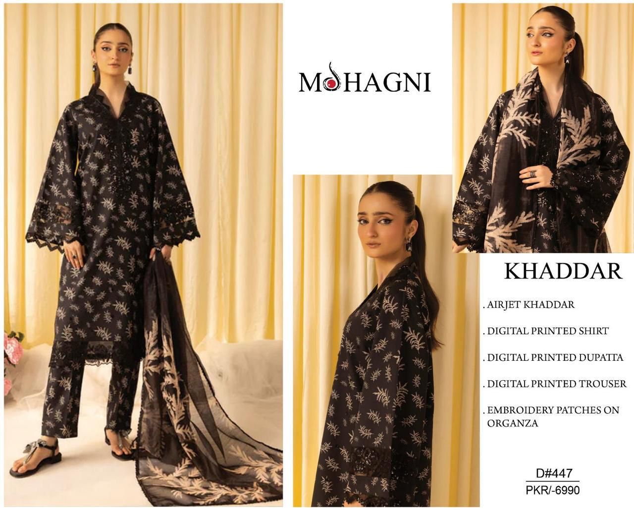 KHADDAR Digital Print 3pc WIDER With Patches