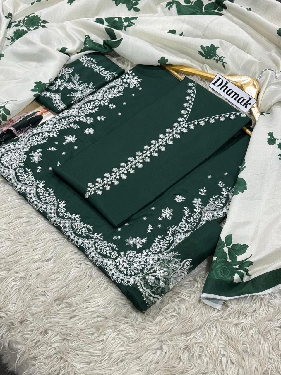 Coco Zara Shahjahan 3 Piece Dhanak Marina with Printed wool Shawl